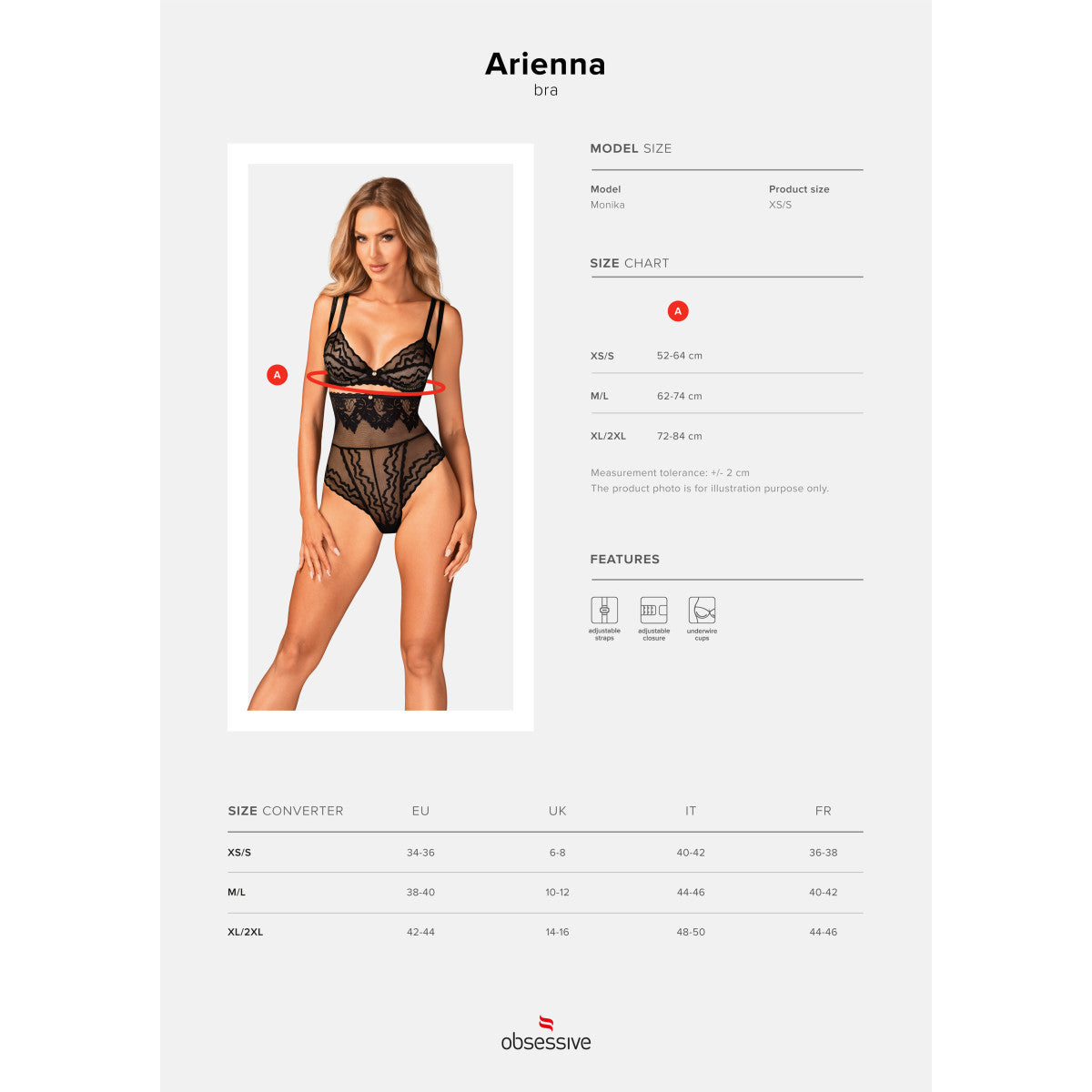 Arienna bustier met beugels – zwart
