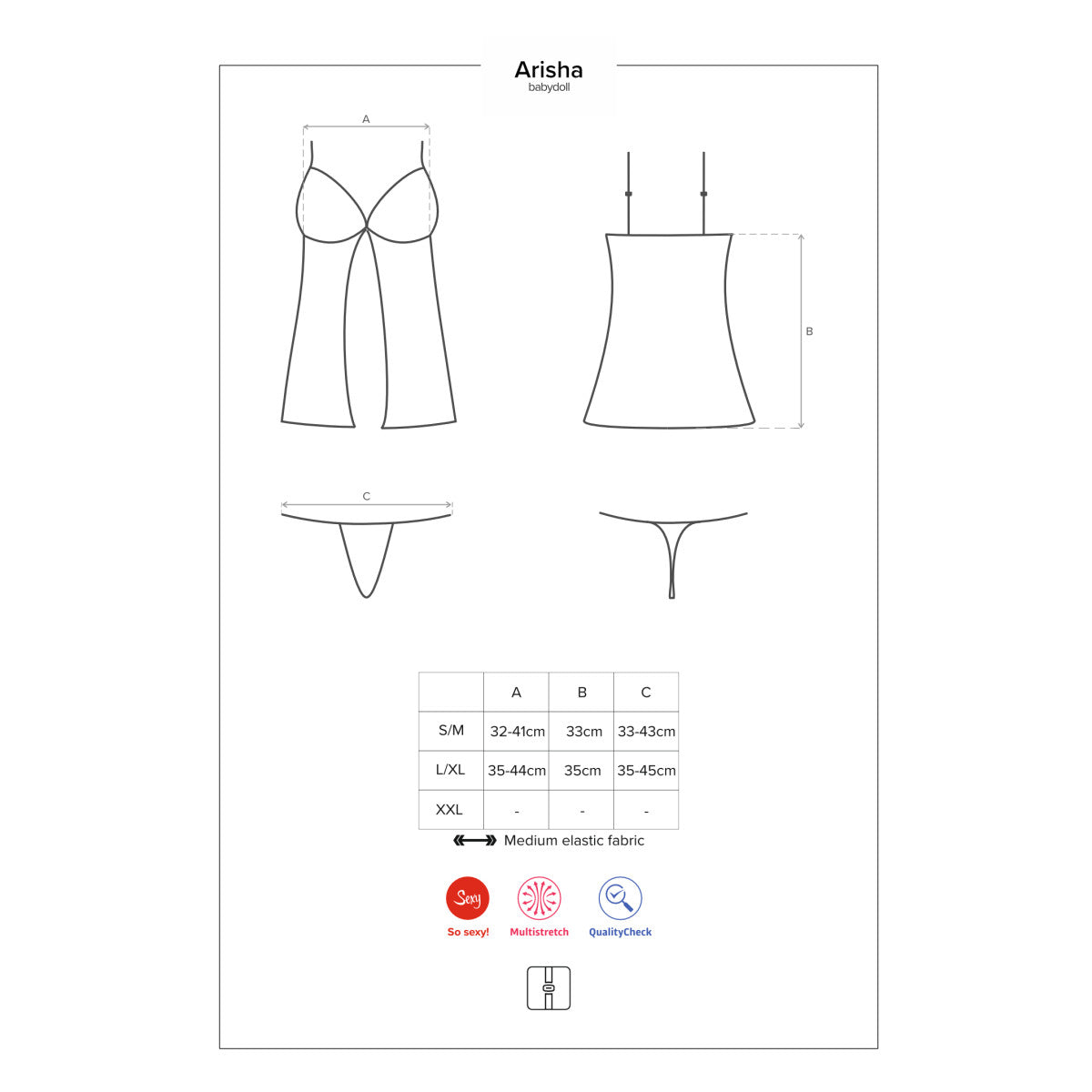 Arisha kanten babydoll – zwart