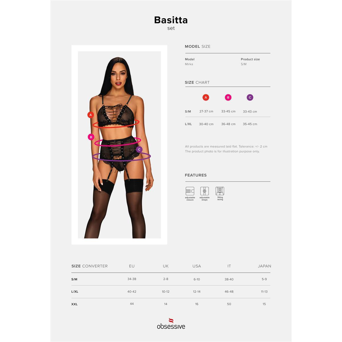 Basitta lingerieset 3-delig – zwart