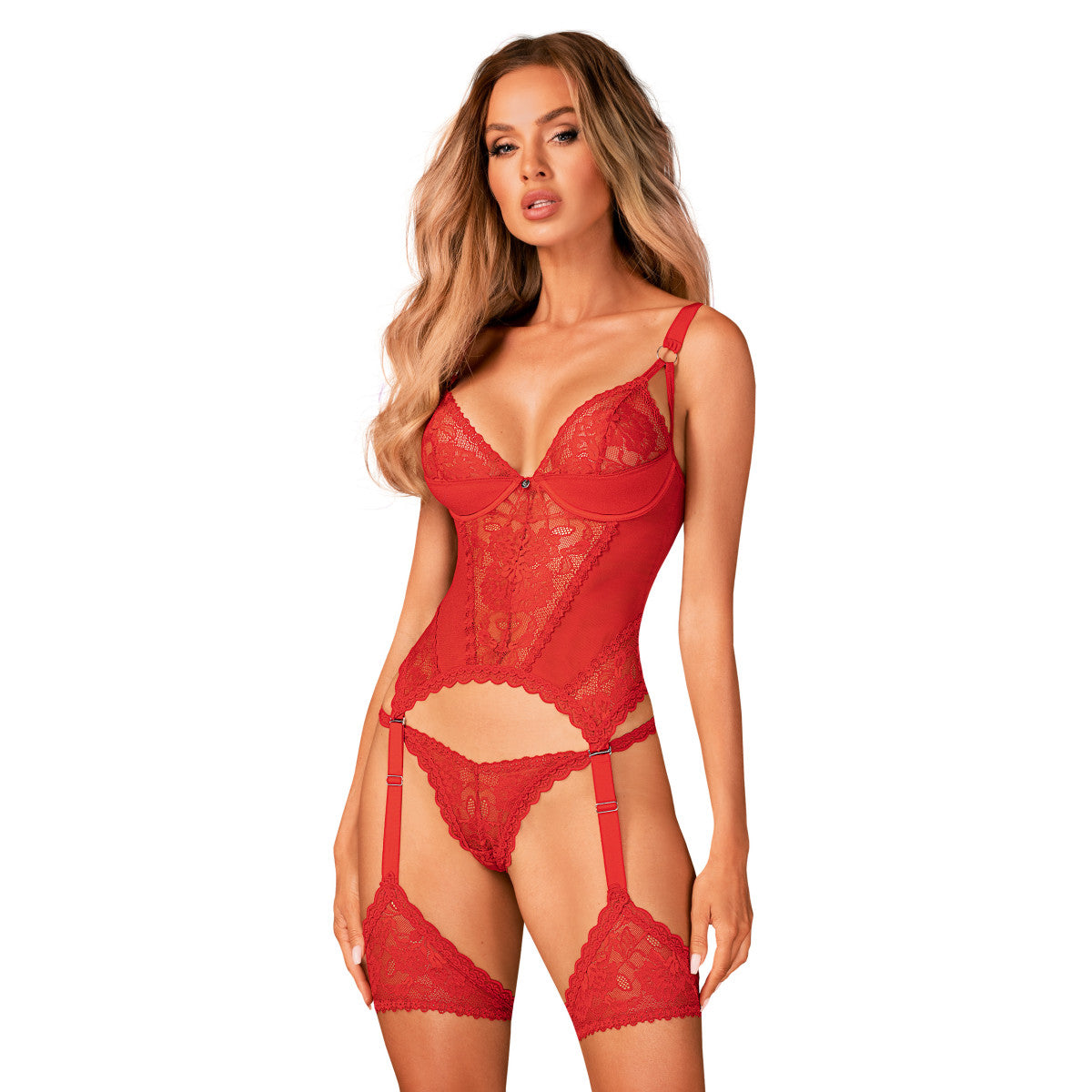 Ob belovya corset & thong red - Obsessive