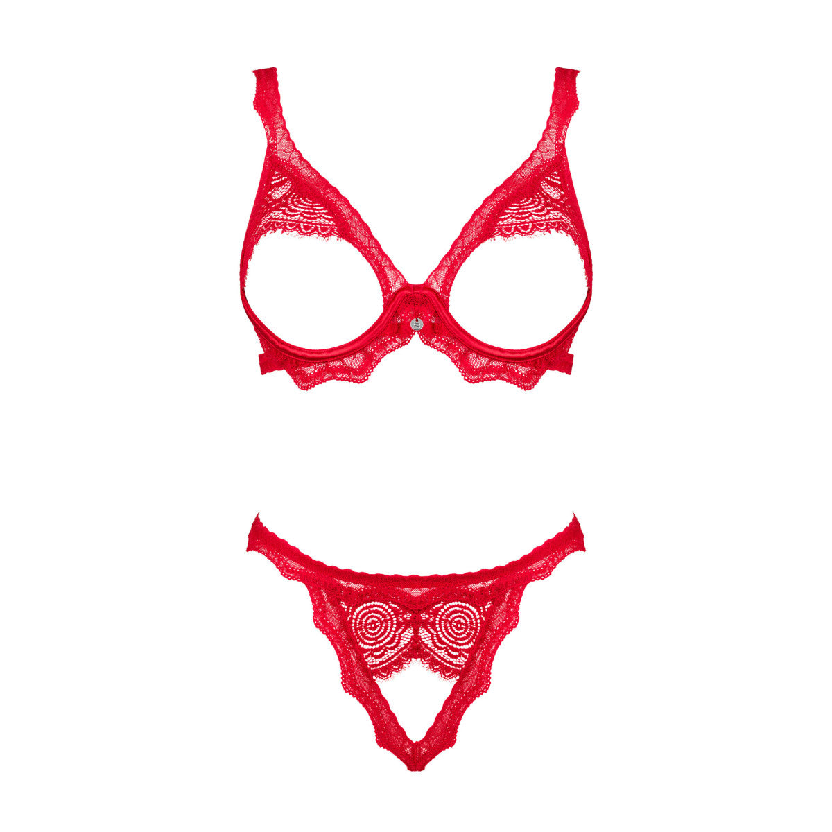 Ob bergamore 2pcs set with open cups red - Obsessive
