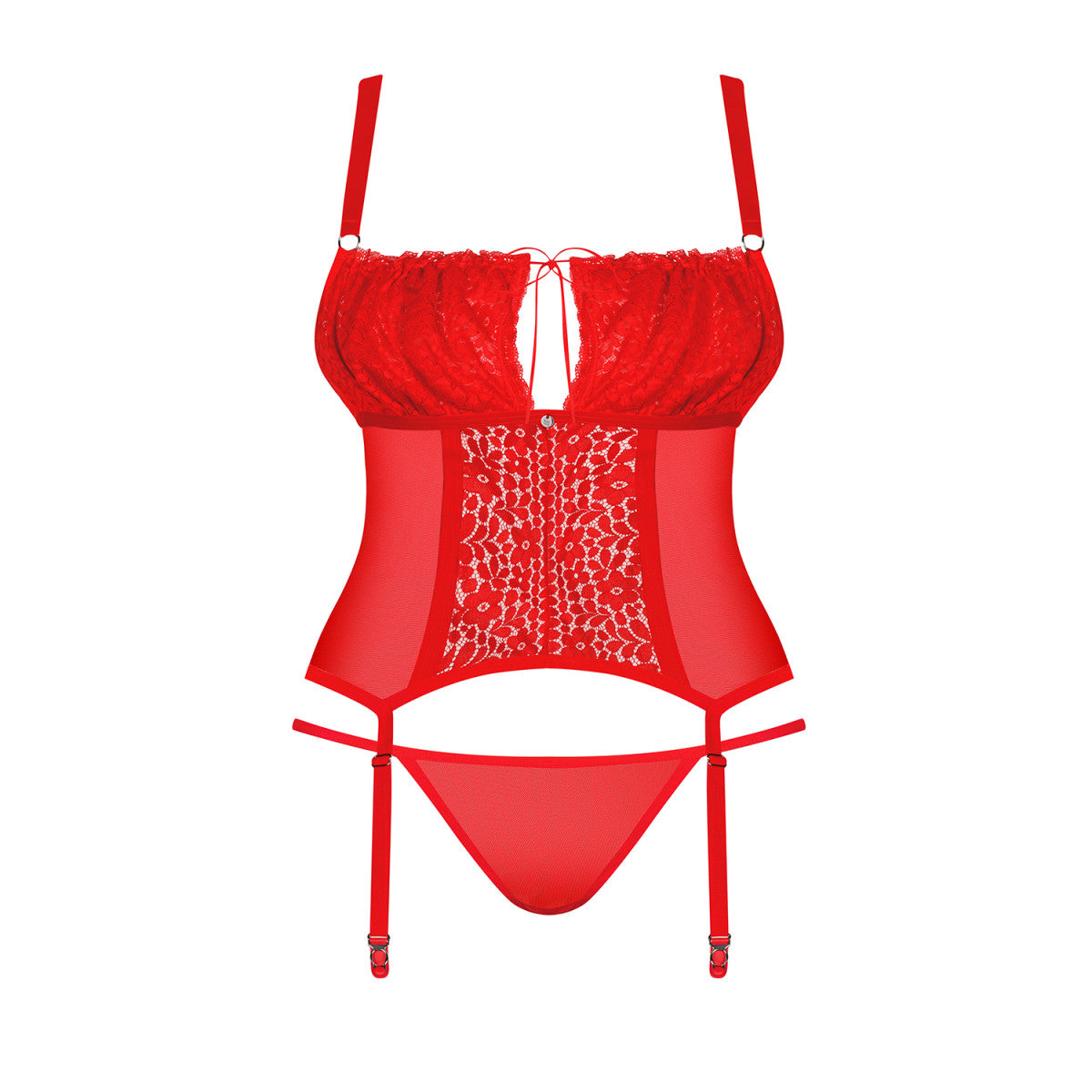 Ob blossmina corset & thong red - Obsessive