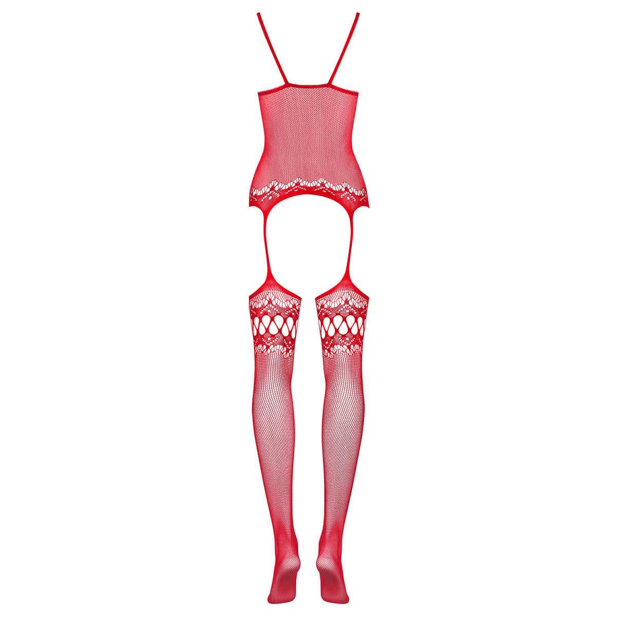F214 bodystocking met open kruis – rood