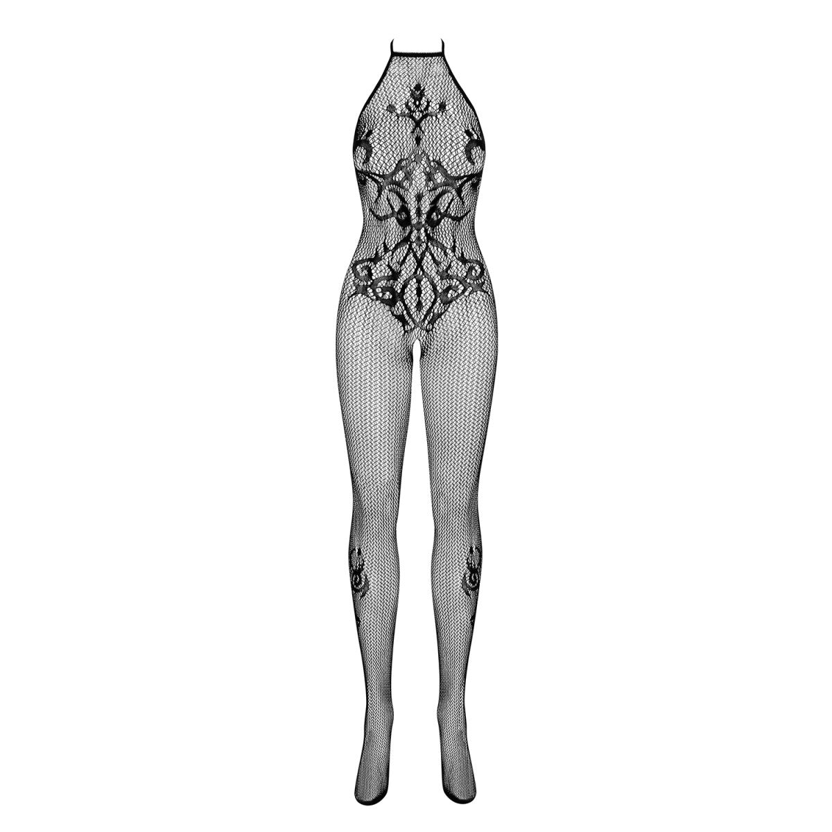 G308 bodystocking met open kruis – zwart