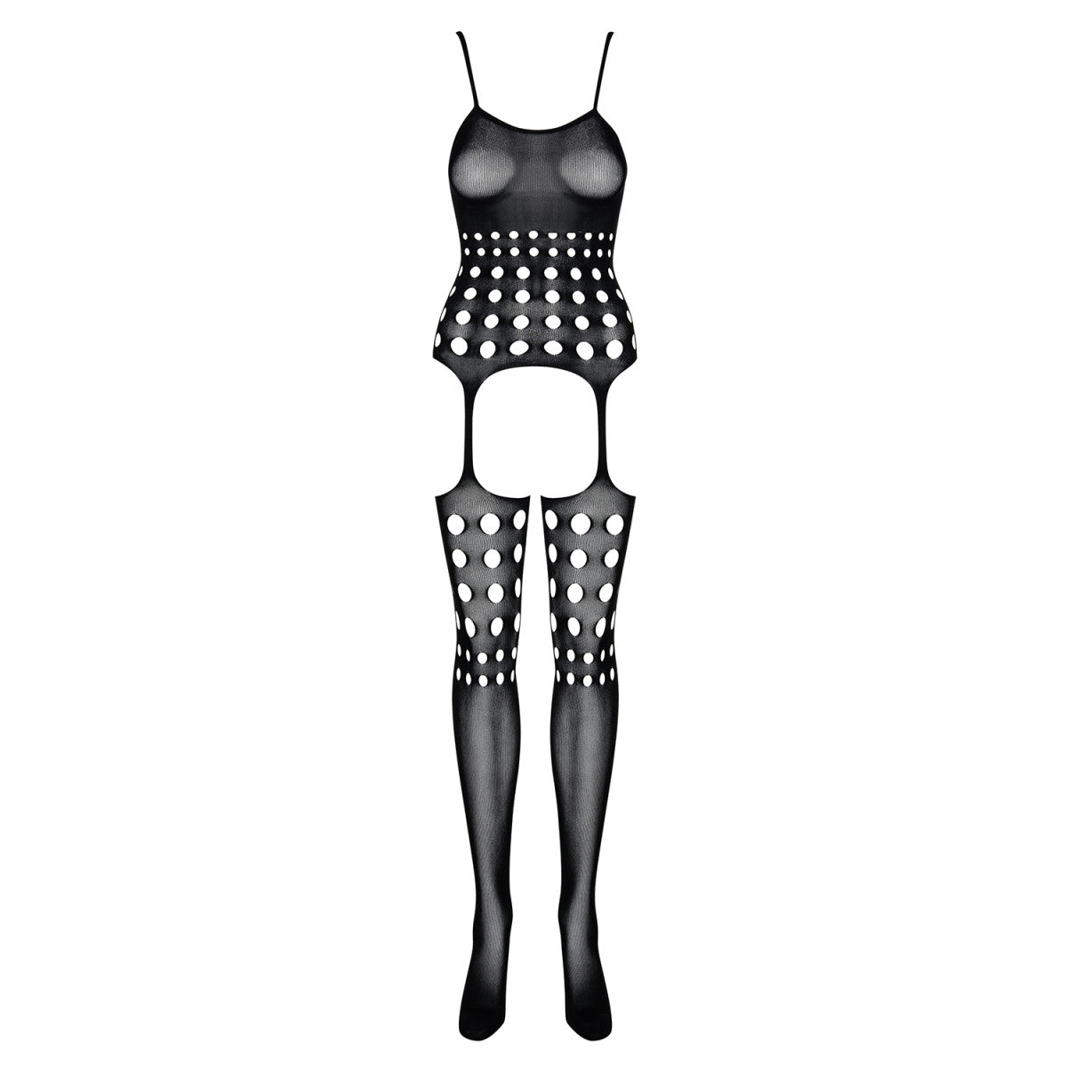G310 bodystocking met open kruis – zwart