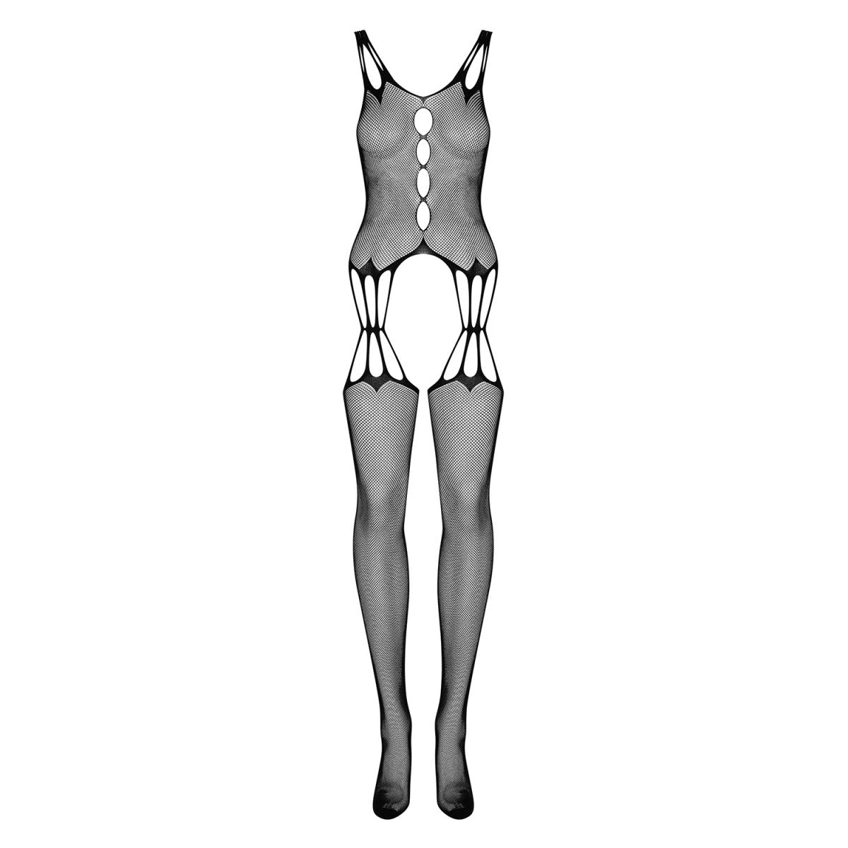 G321 bodystocking met open kruis – zwart