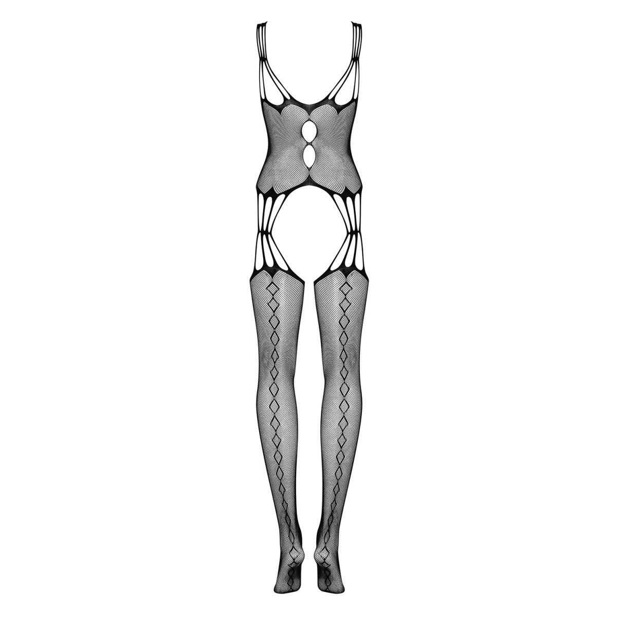 G321 bodystocking met open kruis – zwart