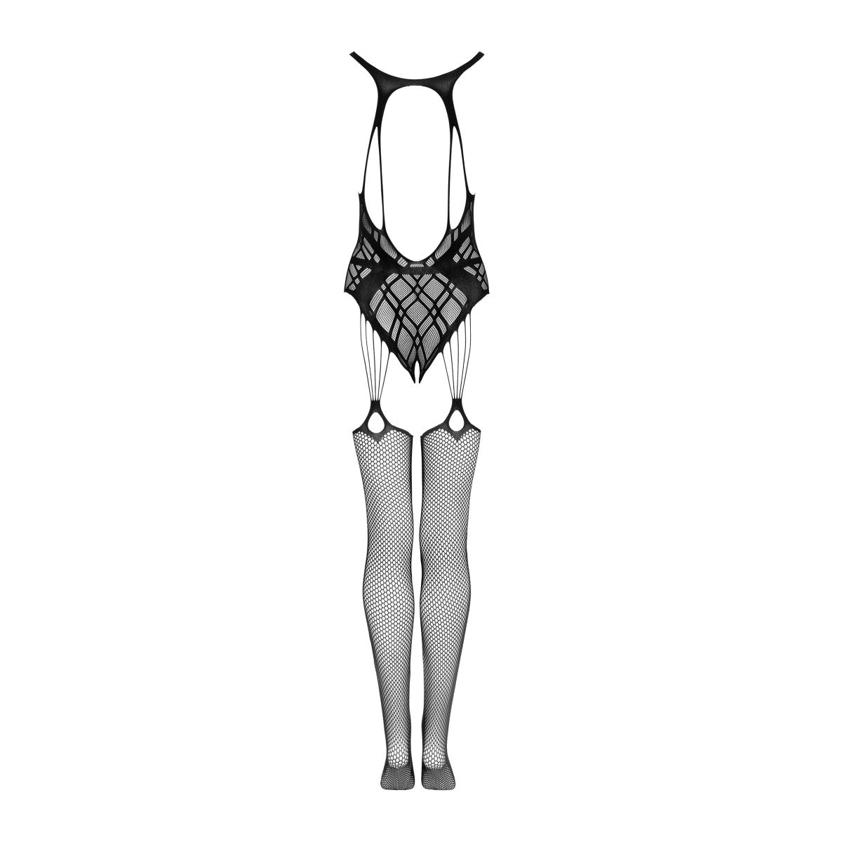 G324 bodystocking met open kruis – zwart