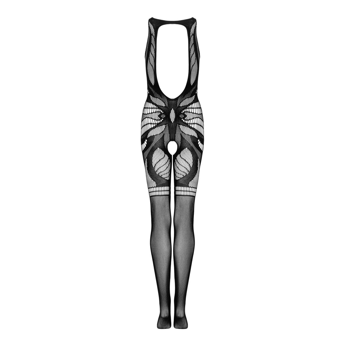 G331 bodystocking met open kruis – zwart