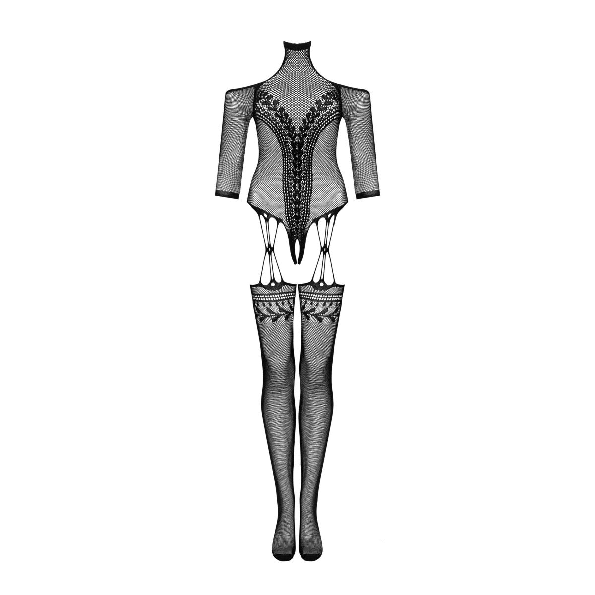 G333 bodystocking met open kruis – zwart