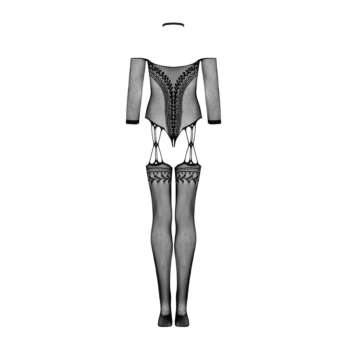 G333 bodystocking met open kruis – zwart – detail 3