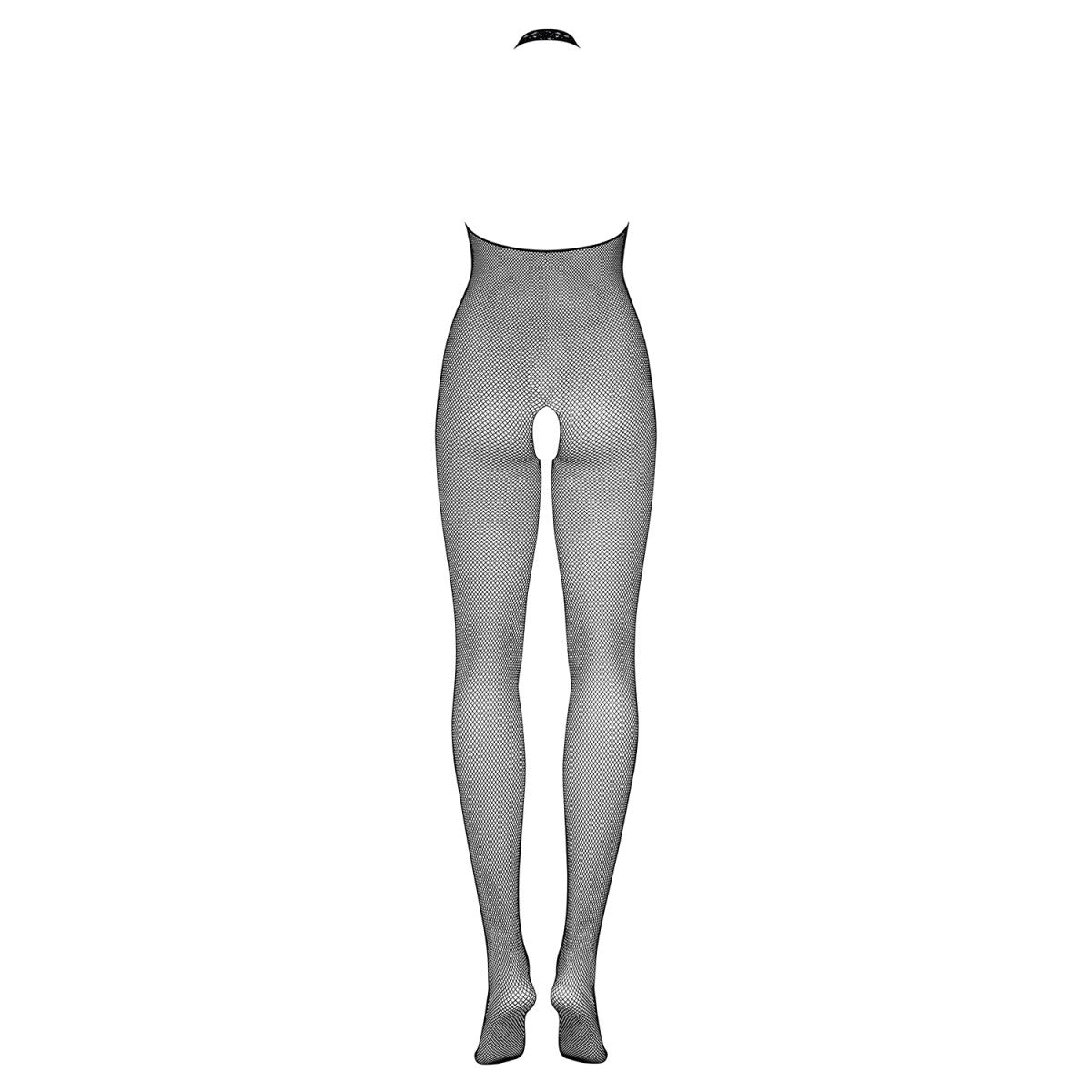 N101 bodystocking met open kruis – zwart