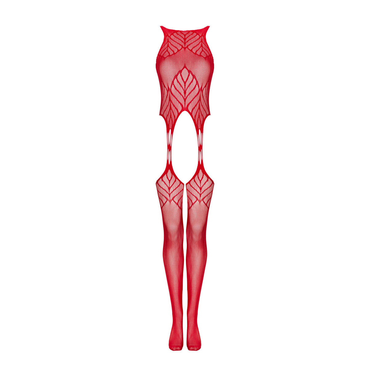 N122 bodystocking met open kruis – rood