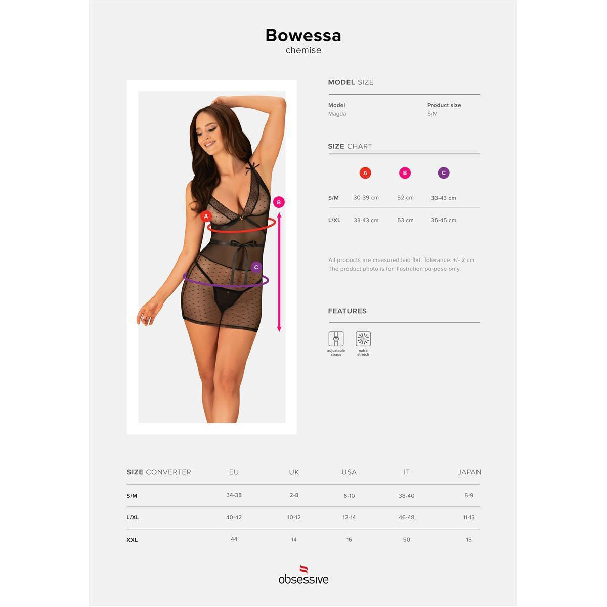 Bowessa babydoll – zwart