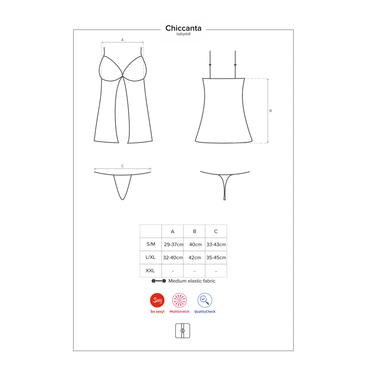 Ob chiccanta babydoll & thong black