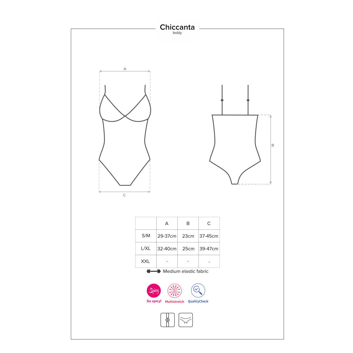 Chiccanta body met open kruis – zwart