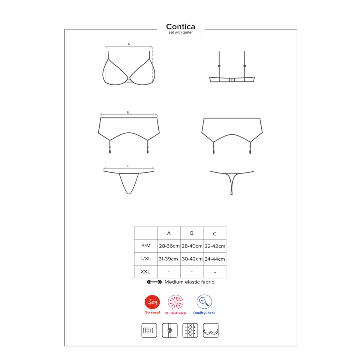 Contica lingerieset met beugels – zwart