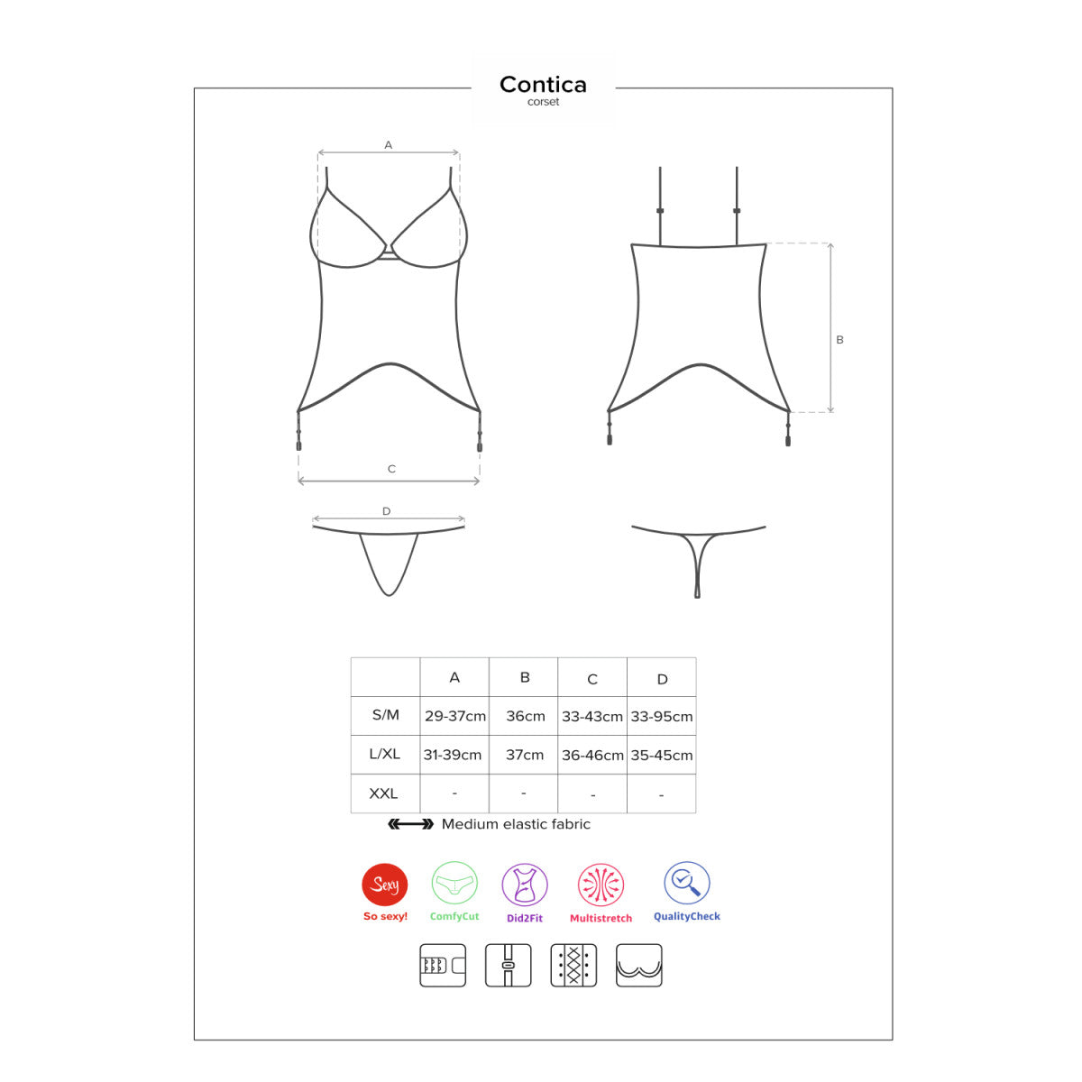 Ob contica corset & panty black - Obsessive