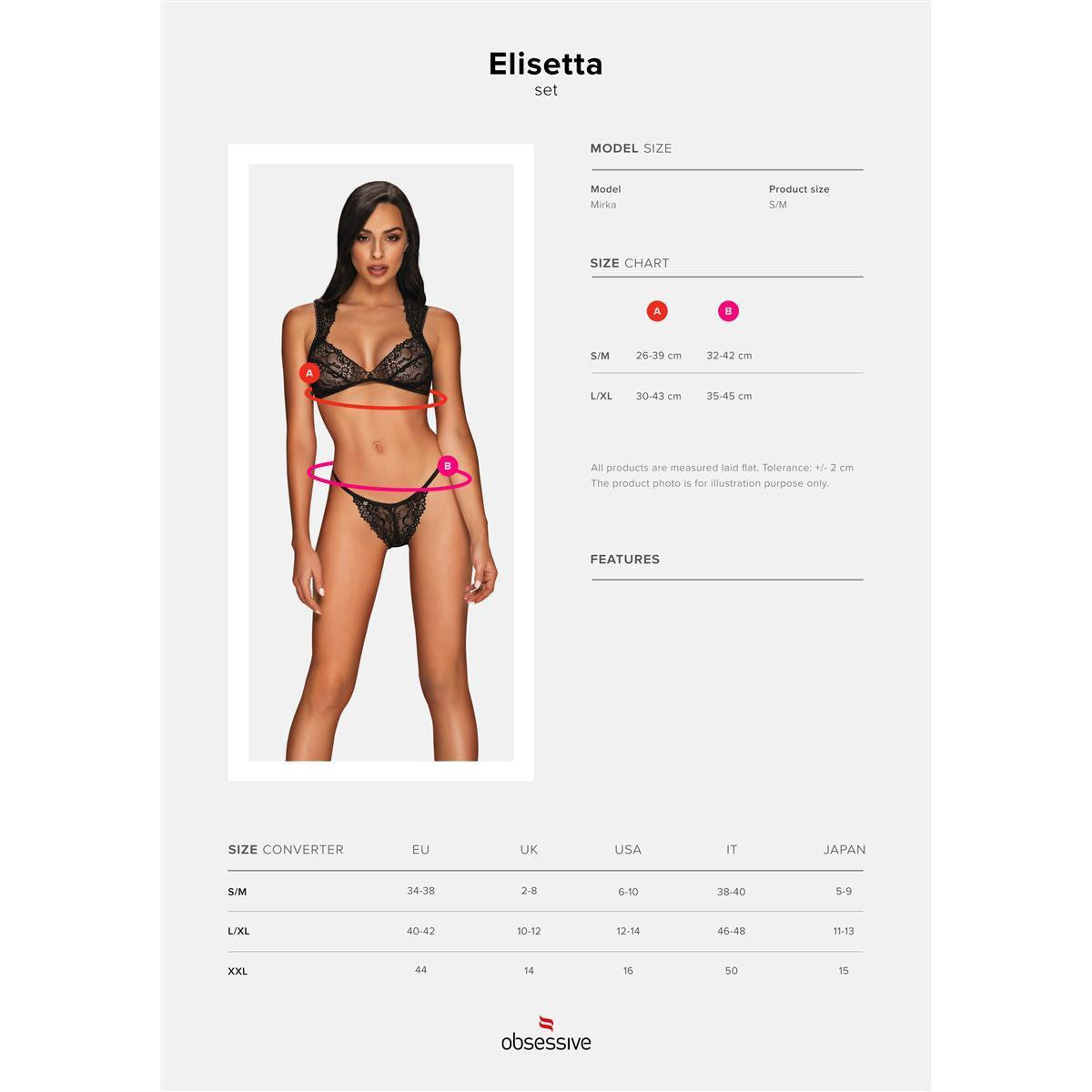 Elisetta kanten bh-set – zwart