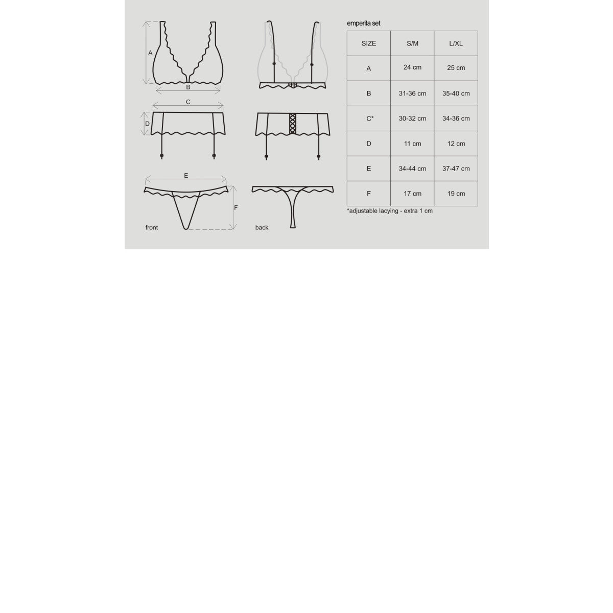 Emperita lingerieset 3-delig – zwart