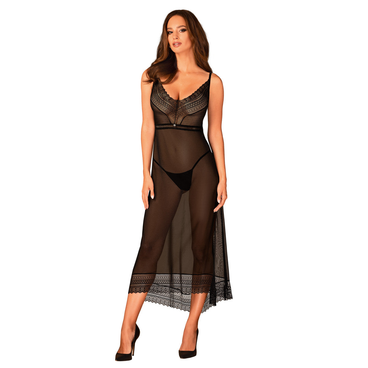 Estiqua babydoll – zwart – zwart van Obsessive
