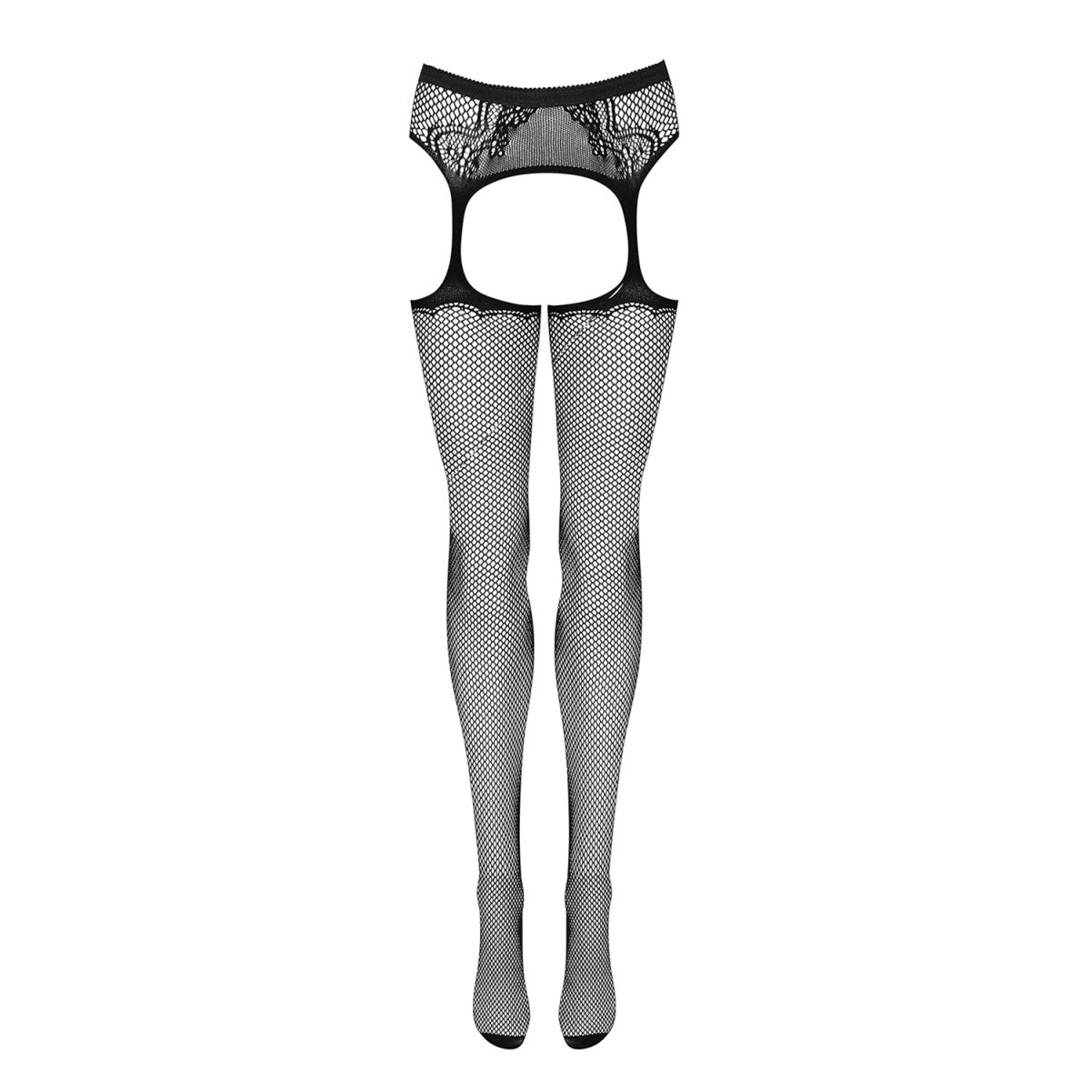 Garter bodystocking met open kruis – zwart