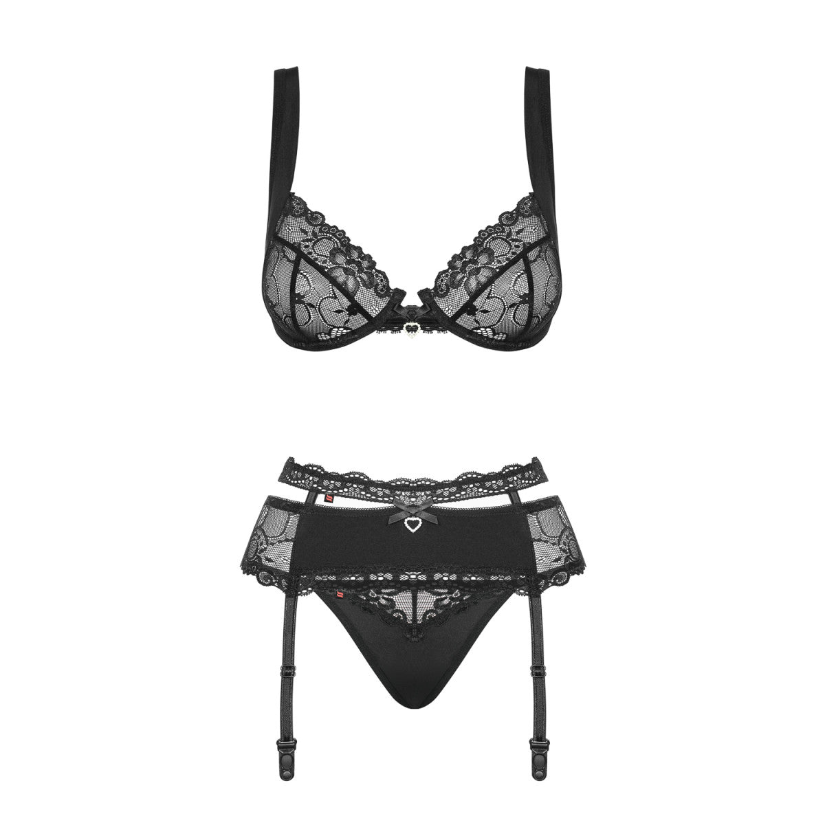 Heartina lingerieset 3-delig – zwart
