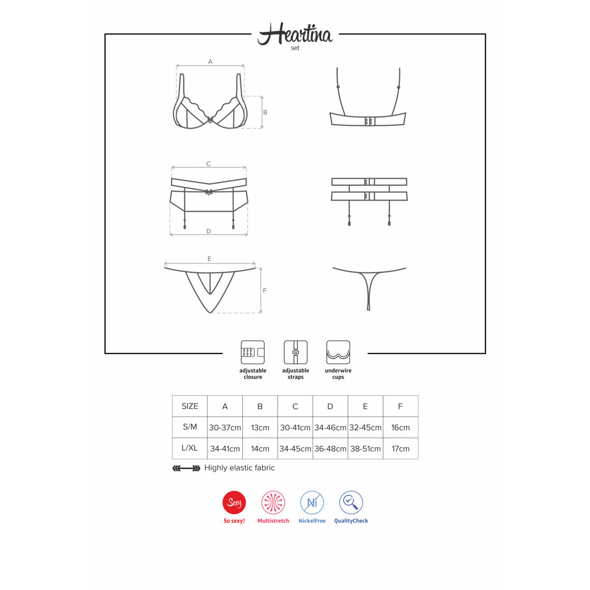 Heartina lingerieset 3-delig – rood