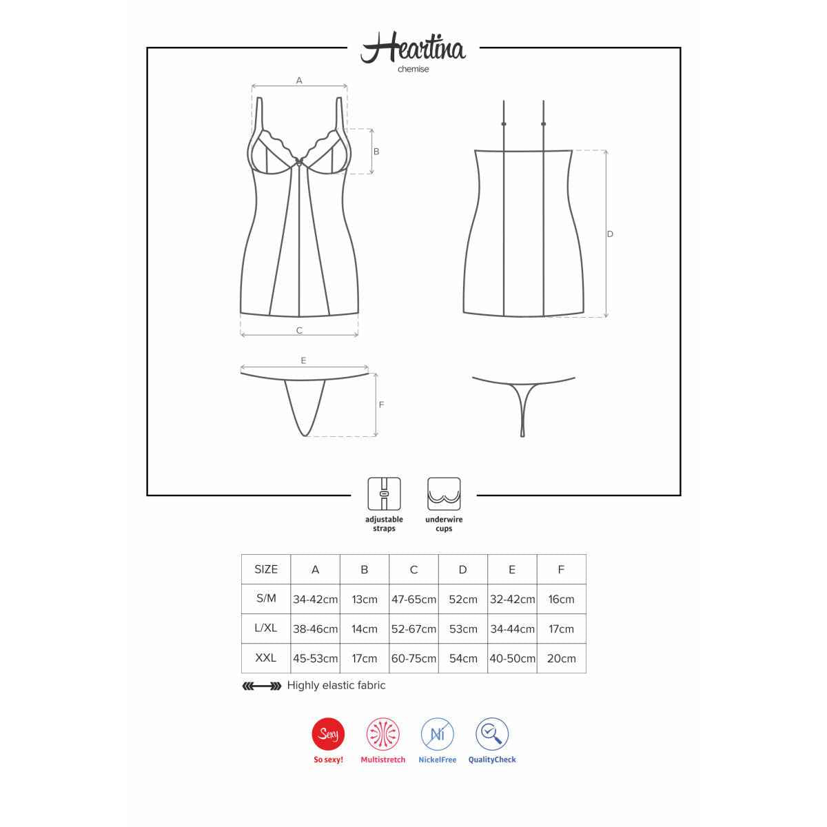 OB Heartina chemise & thong black