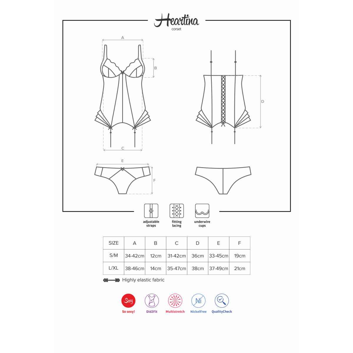 OB Heartina corset & thong black