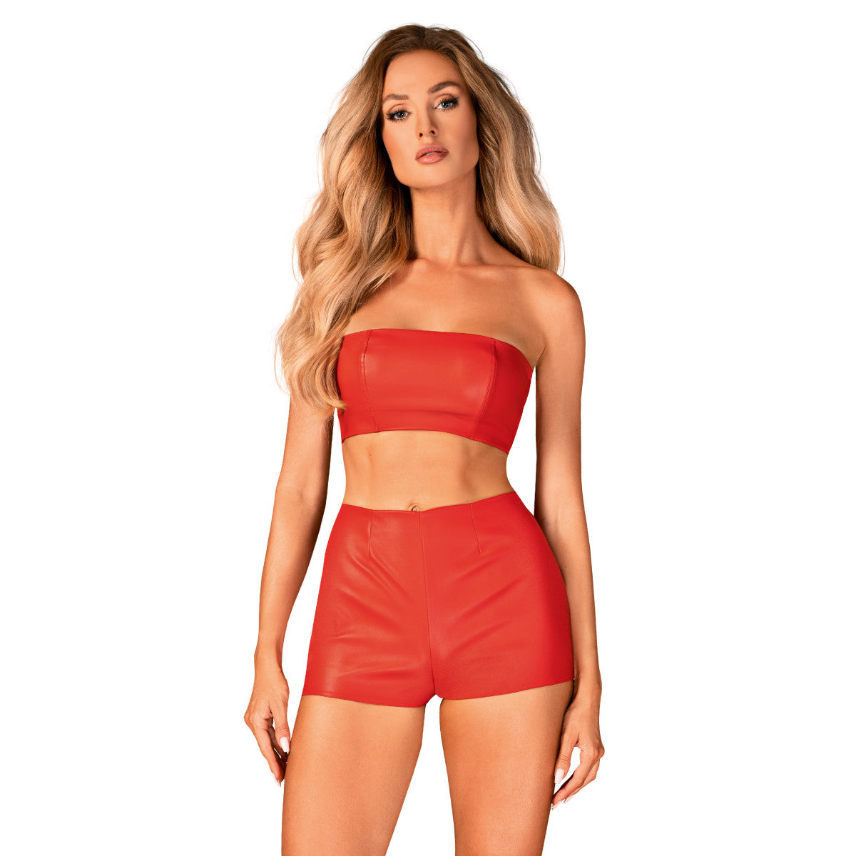 Hermeza lingerieset wetlook – rood – detail 2