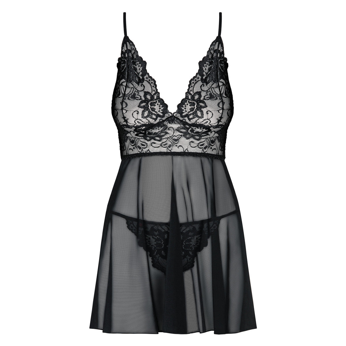 Idillia kanten babydoll – zwart