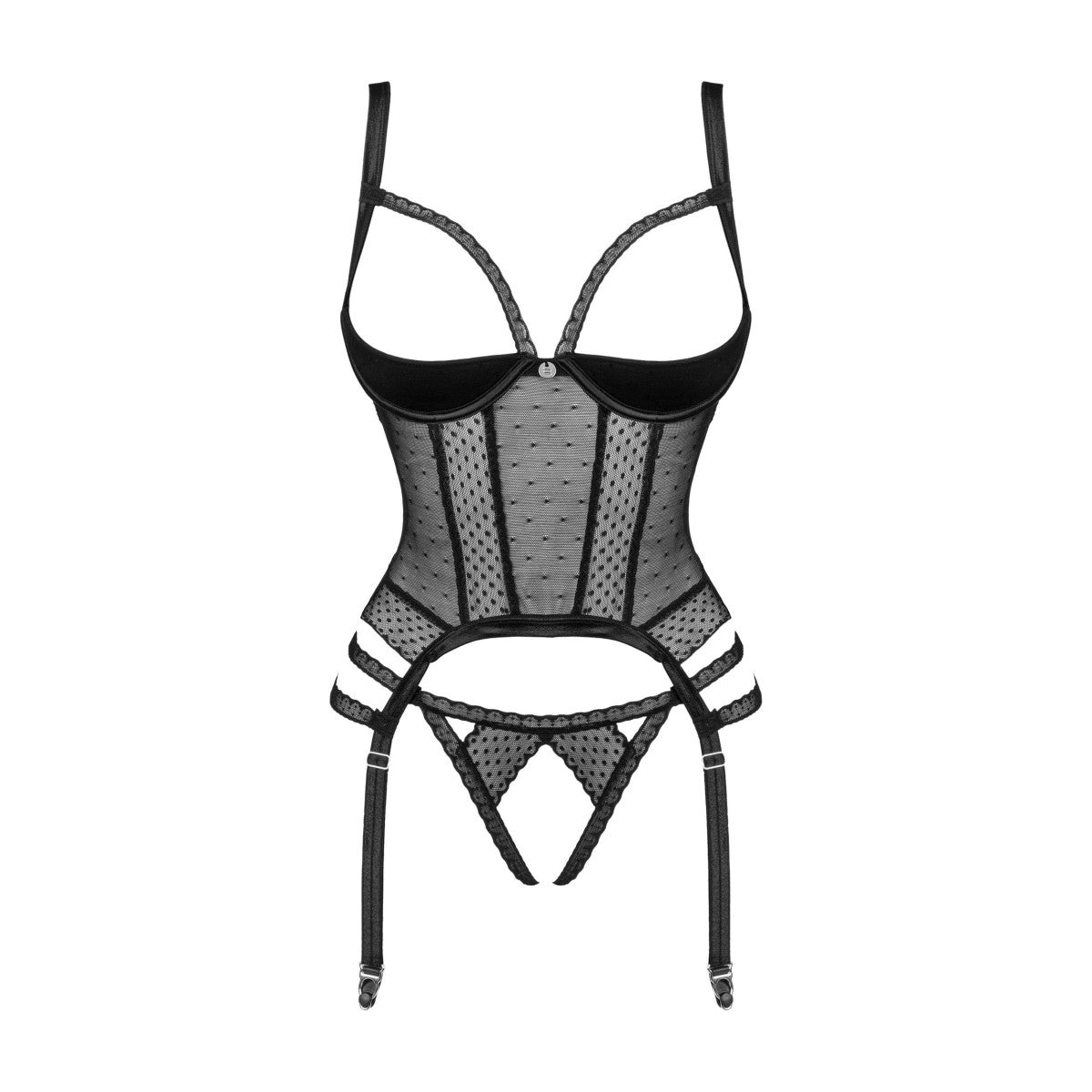 OB Lanelia corset & thong with open cups black