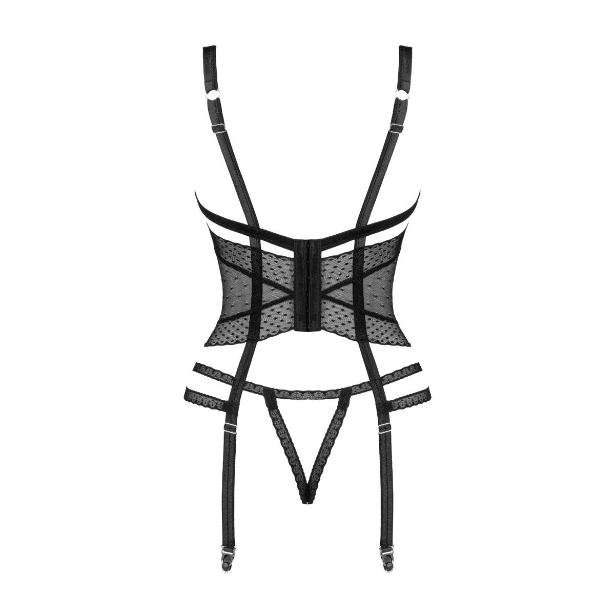 OB Lanelia corset & thong with open cups black