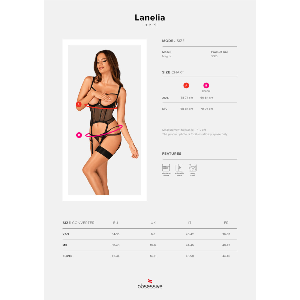 Lanelia korset met open cups – zwart