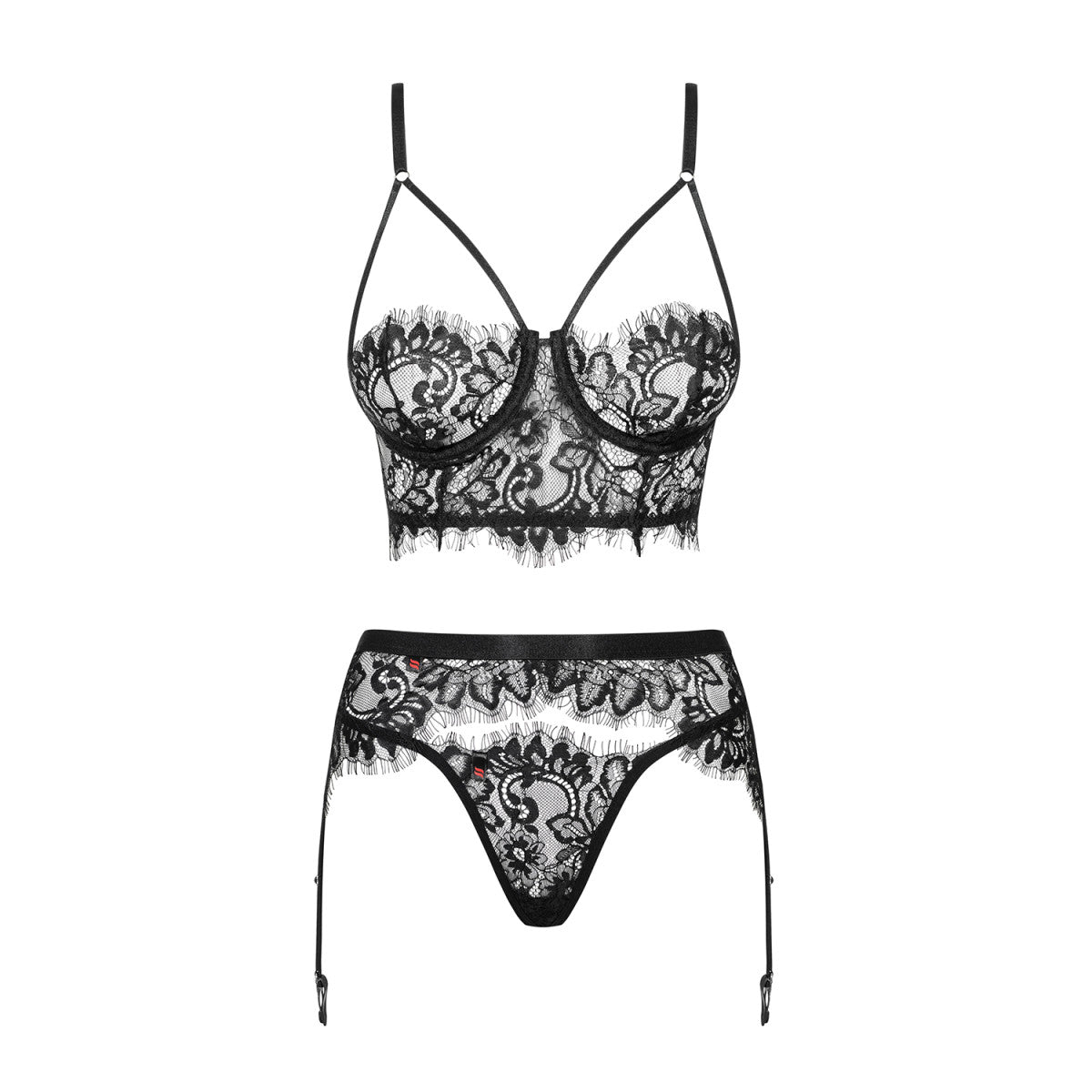Lashy kanten bustier – zwart