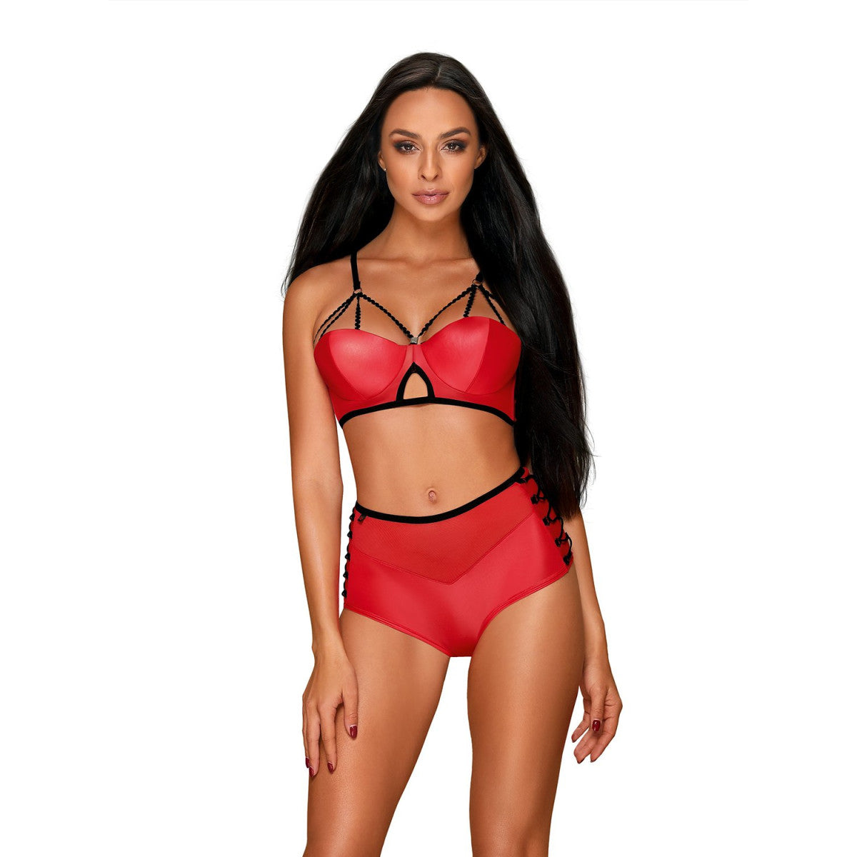 Leatheria lingerieset wetlook – rood van Dare2Live – rood