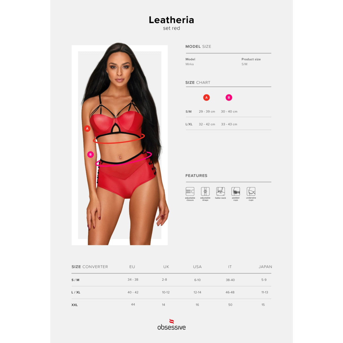 Leatheria lingerieset wetlook – rood
