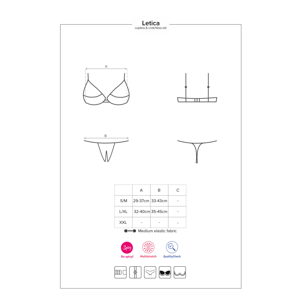 Ob letica 2 pcs set cupless black - Obsessive