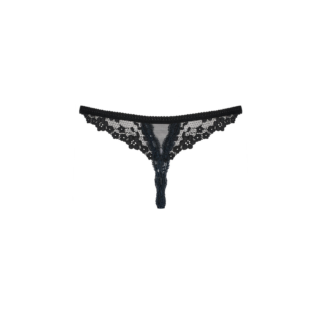 Ob letica crotchless thong black