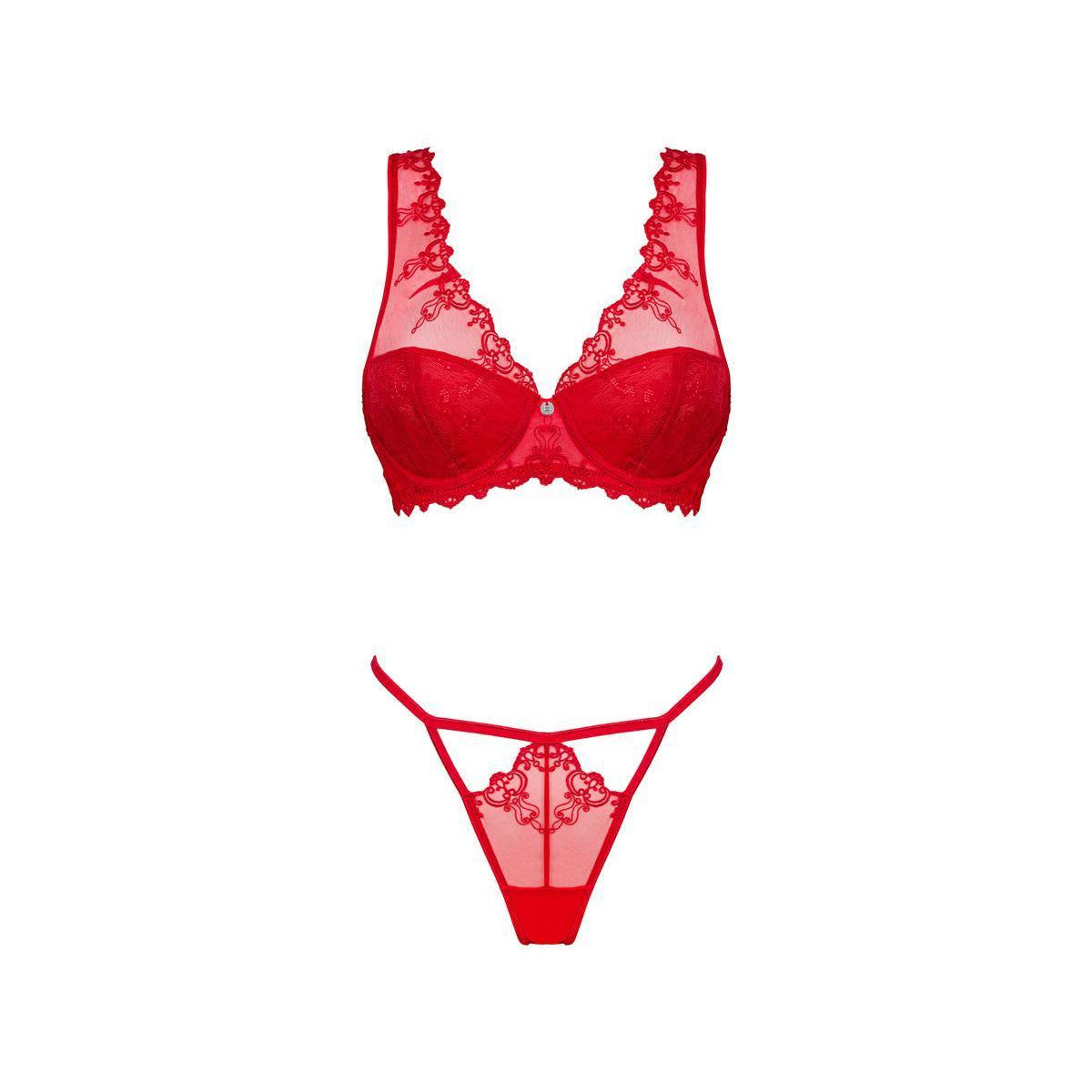Lonesia kanten bh-set – rood – detail 2