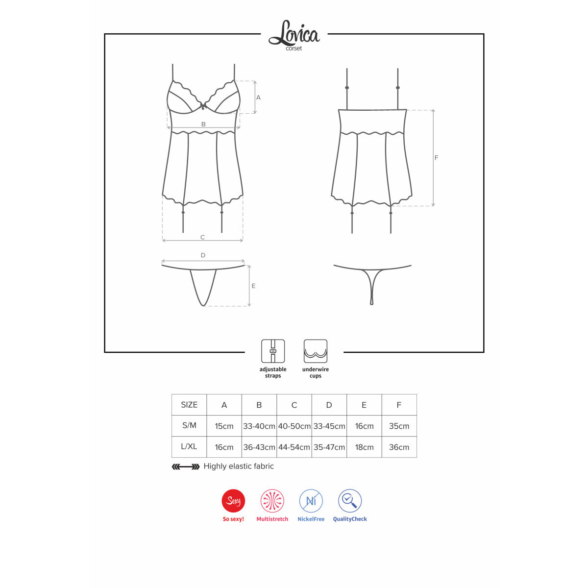 Ob lovica corset & thong red - Obsessive