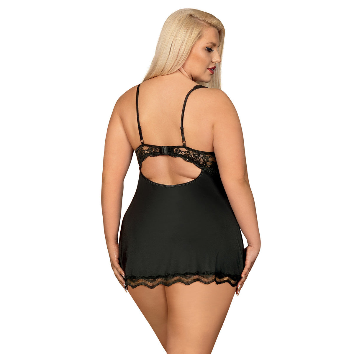 OB Luvae babydoll &amp; string zwart maat Plus