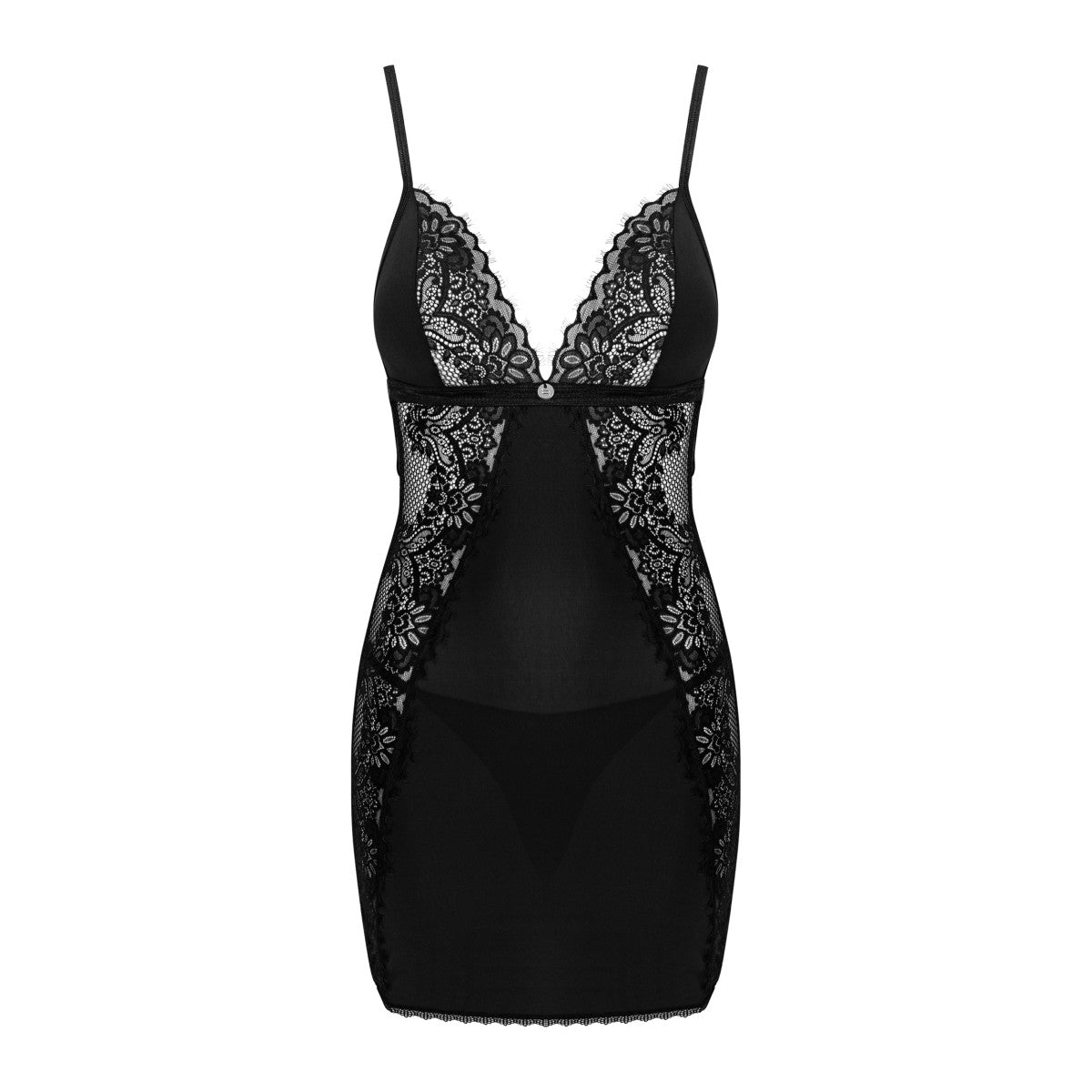 Maderris kanten babydoll – zwart