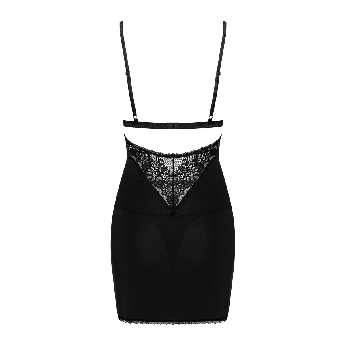 Maderris kanten babydoll – zwart