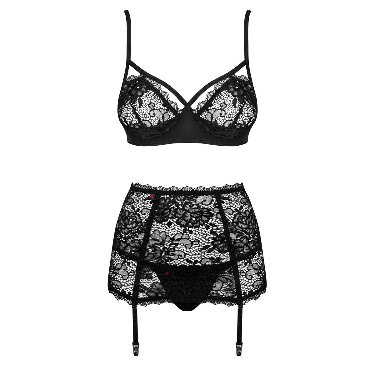 Peonesia kanten lingerieset – zwart