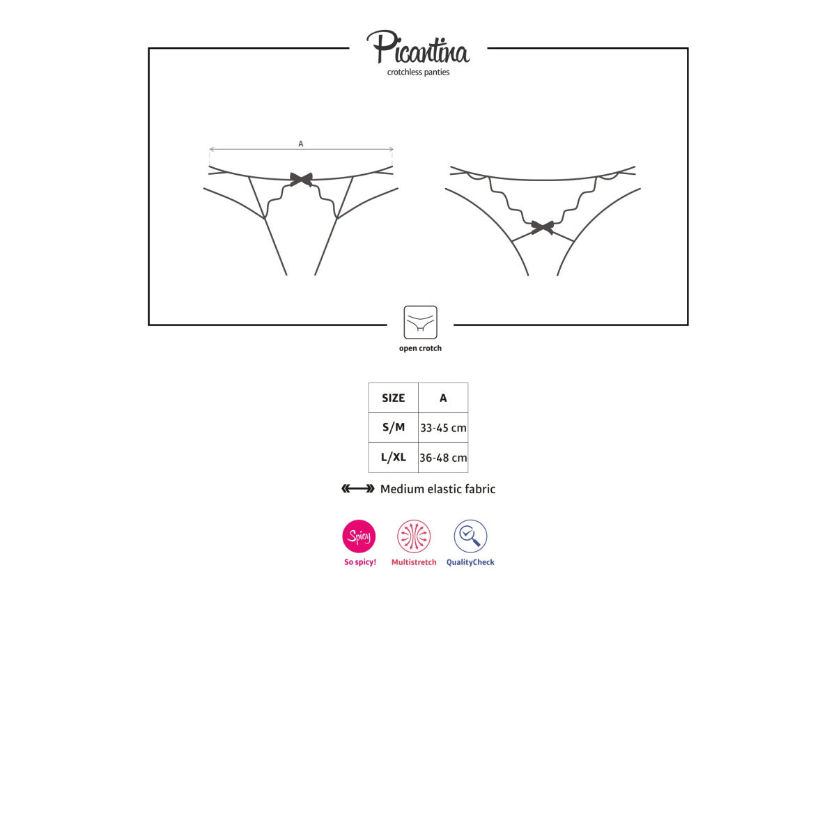Picantina open lingerie met open kruis – zwart