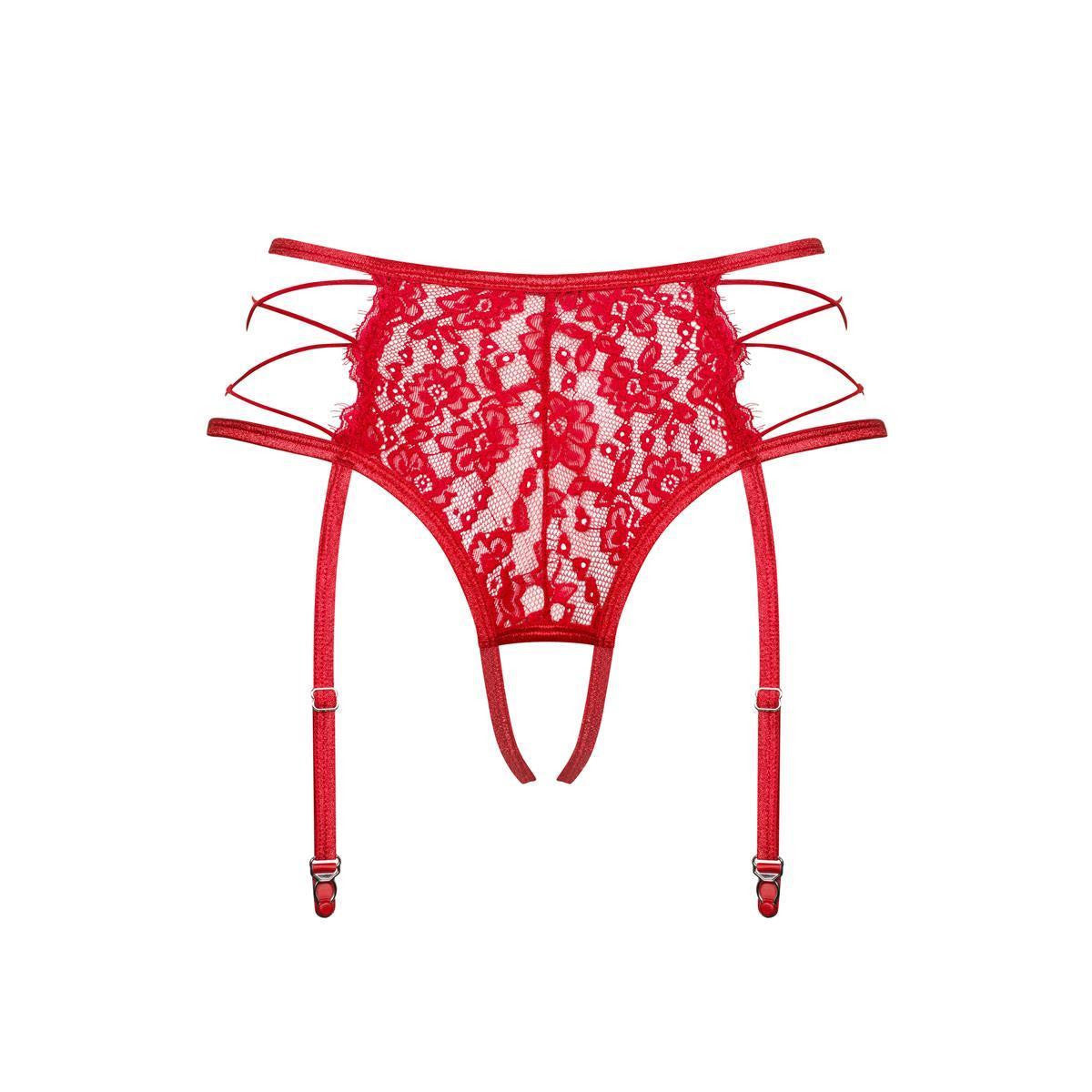 Rediosa jarretelgordel met open kruis – rood – detail 5