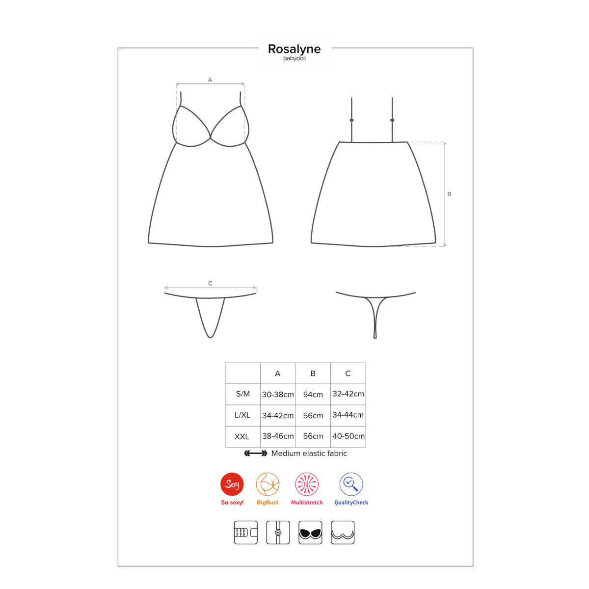 OB Rosalyne babydoll & thong rood â€“ detail 3