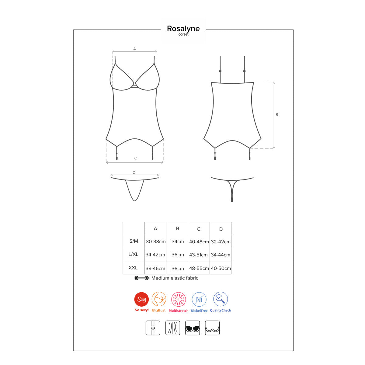 Ob rosalyne corset & thong red - Obsessive